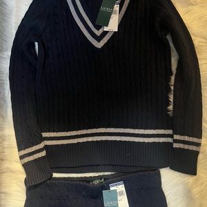 Lauren by Ralph Lauren sweater weaved skirt set